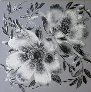 Image of Arthouse Dark Intense Silver Floral Canvas