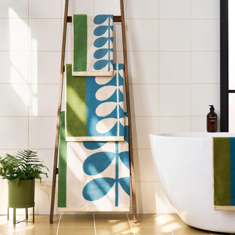 Image of Orla Kiely Stem Check Towel Willow