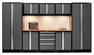 Image of Bold 3.0 Grey 9 piece Garage Cabinet Set 8 Shelves