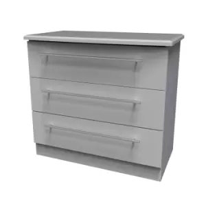 Image of Sherwood Matt Grey 3 Drawer Chest Of Drawers (H)695mm (W)765mm (D)415mm