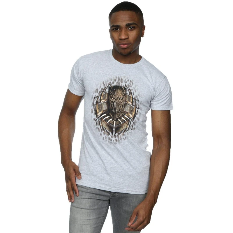 Image of Marvel Marvel Men Black Panther Gold Killmonger T-Shirt in Grey Size: Small Grey S Male 5057736585214