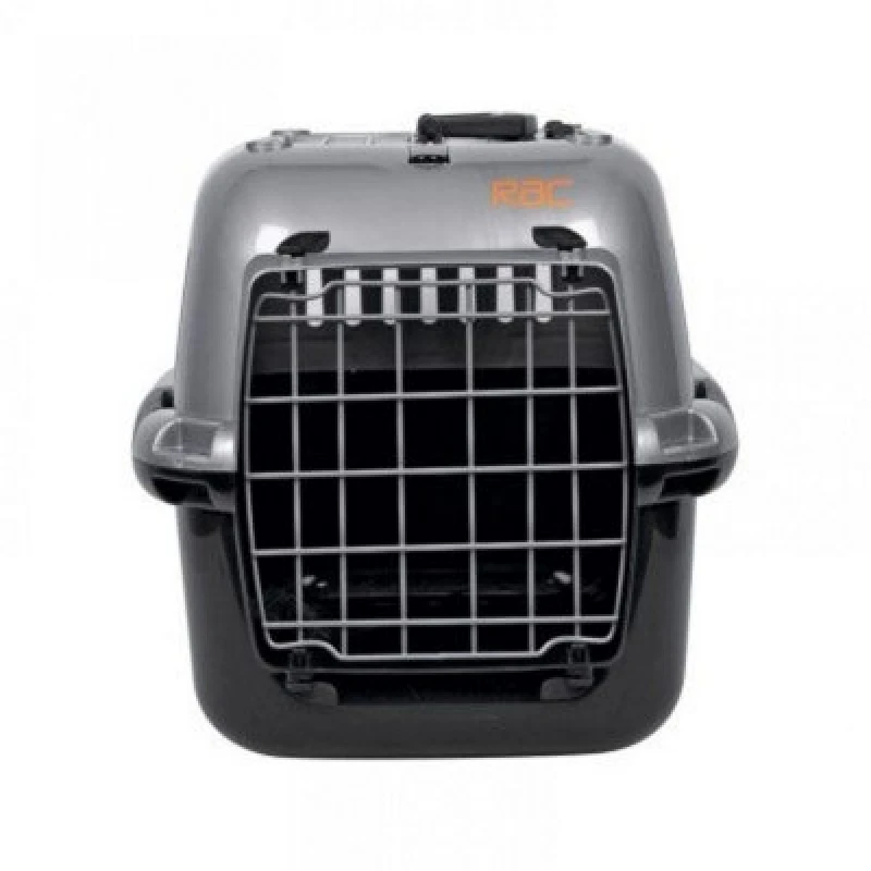 Image of RAC Pet Cat Dog Carrier Portable Plastic Transport Cage Black/Silver