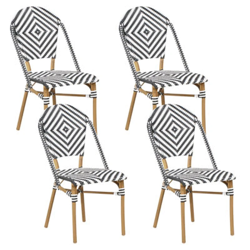 Image of Beliani Set Of 4 Chairs Rifreddo Black/ White