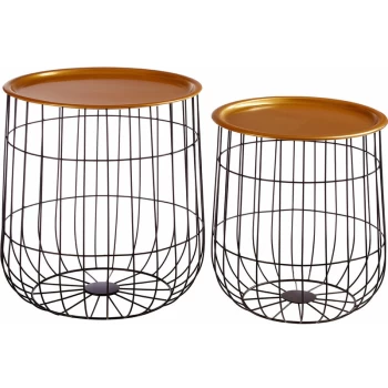 Image of Premier Housewares - Set Of 2 Black Wire Basket Tables