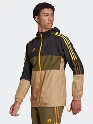 Image of adidas Tiro Winterized Windbreaker, Black/Beige/Green Size XS Men