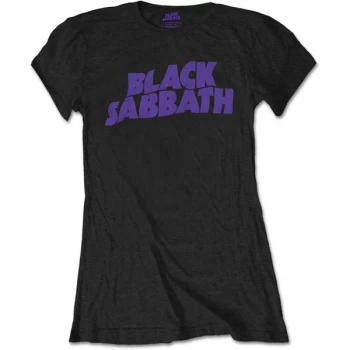 Image of Black Sabbath - Wavy Logo Vintage Womens X-Large T-Shirt - Black