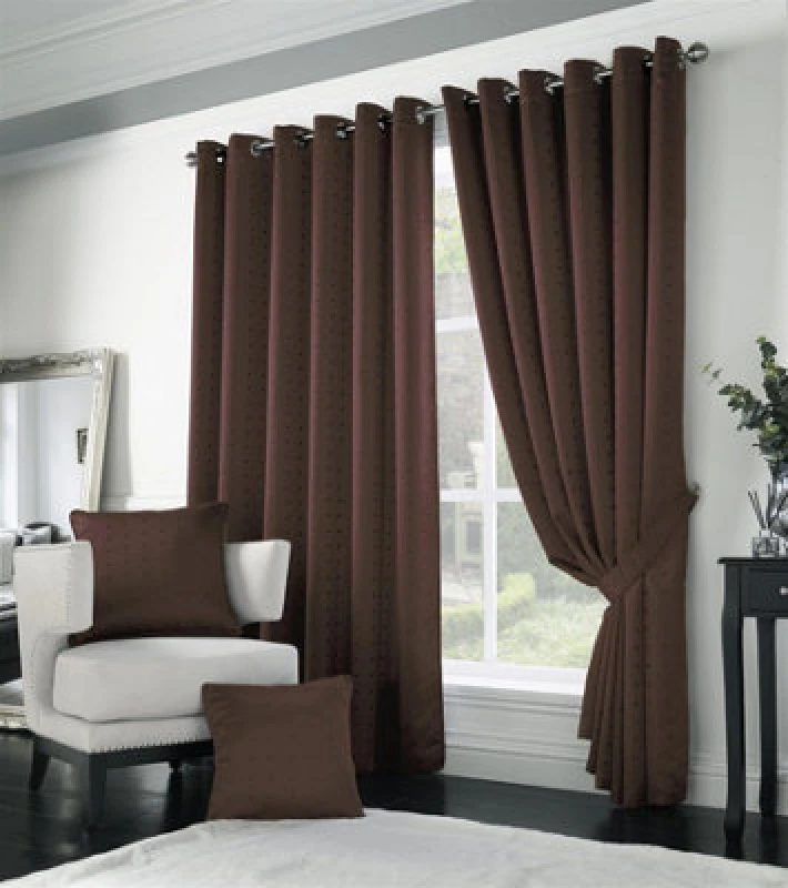 Image of Essential Living Adiso Eyelet Ring Top Curtains 229cm x 274cm Choc, Brown MADRCH90108