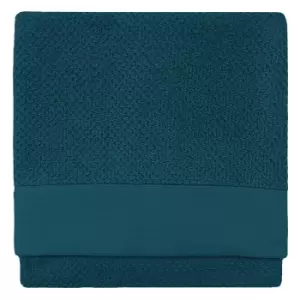 Image of Textured Weave 100% Cotton 500gsm Bath Sheet, Blue - Furn