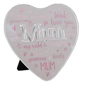 Image of Mirror Heart Plaque with 3D Title - Mum