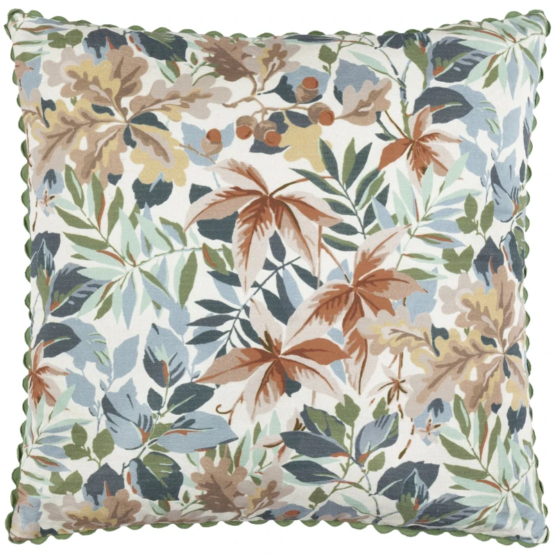 Image of Sanderson Sanderson Robins Wood Printed Cushion in Dark Green Size: 50cm x 50cm Dark Green 50cm x 50cm Unisex 5025532813930