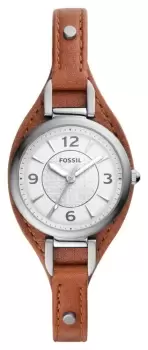 Image of Fossil ES5214 Womens White Dial Brown Eco-Leather Strap Watch