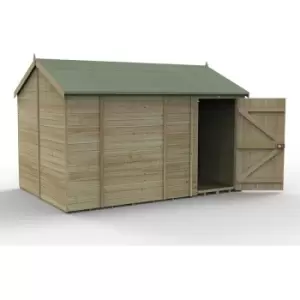 Image of 12' x 8' Forest Timberdale 25yr Guarantee Tongue & Groove Pressure Treated Windowless Reverse Apex Shed (3.65m x 2.52m) - Natural Timber