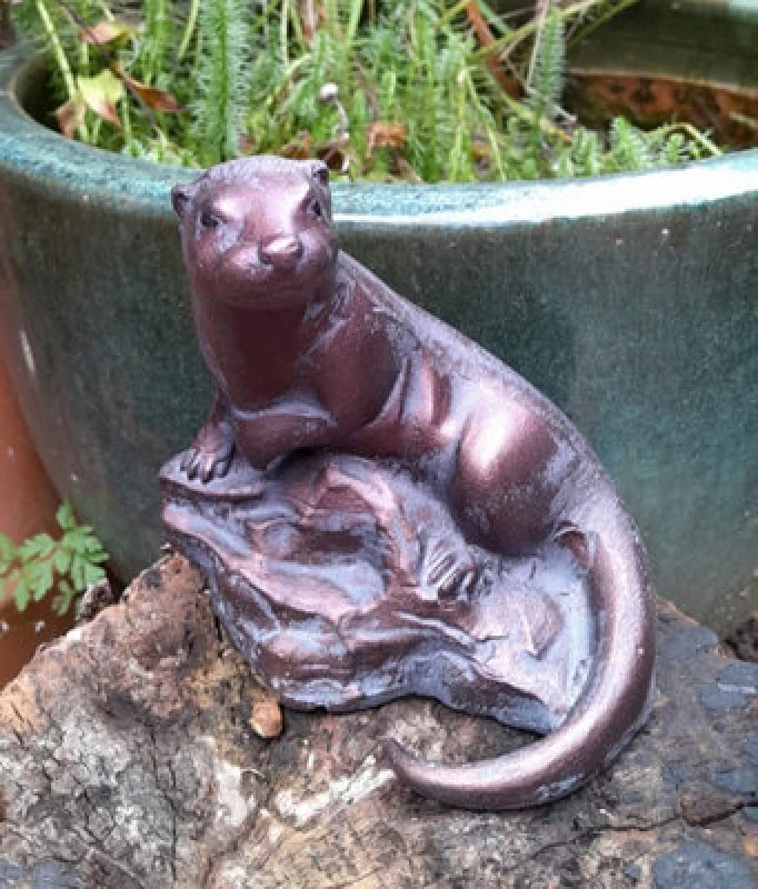 Image of Inspirational Gifting Miniature Otter Sculpture Garden Ornament Statue