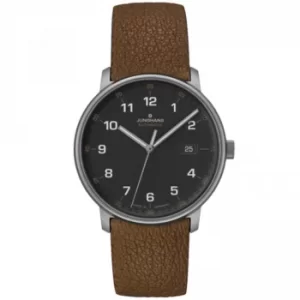 Image of Junghans FORM A Titan Automatic Black Dial Brown Leather Strap Mens Watch 027/2002.00