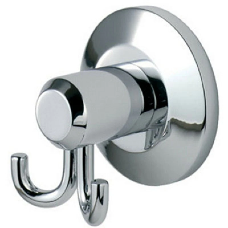 Image of Loops Twin Bathroom Robe Hook on Concealed Fix Rose 57mm Projection Polished Chrome Multi
