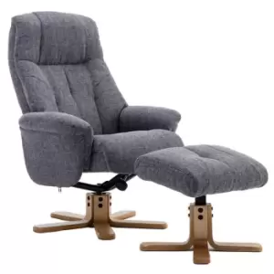 Image of Teknik Denver Recliner Fabric Swivel Chair with Footstool - Greystone