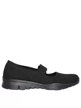 Image of Skechers Seager Power Hitter Wide Fit Ballerina Shoes, Black, Size 4, Women