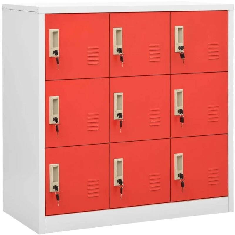 Image of VIDAXL Locker Cabinets 2 pcs Light Grey and Red 90x45x92.5cm Steel Vidaxl 8720286847831