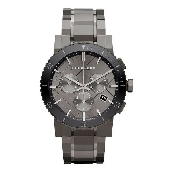Image of Burberry Burberry BU9381 Gunmetal Dial Grey Ion-Plated Mens Watch Black