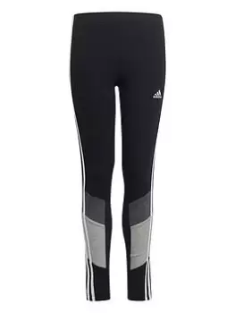 Image of adidas Essentials Seasonal Junior Girls Colourblock Leggings - Black, Size 7-8 Years