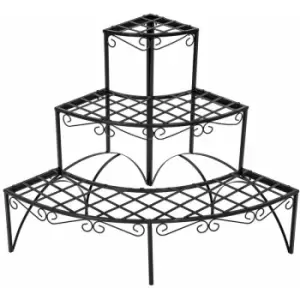 Image of Corner plant stand with 3 levels - outdoor plant stand, pot stand, plant shelf - black