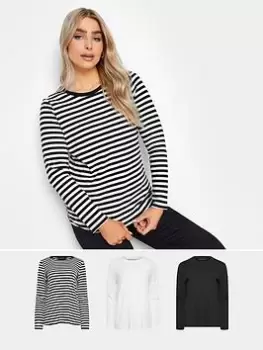 Image of M&Co 3pk Crew Neck Blk White Stripe, White, Size 20, Women