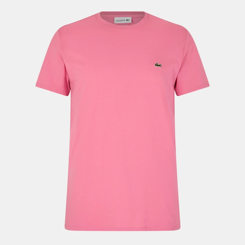 Image of Lacoste Mens Crewneck T-Shirt Reseda Pink male XS