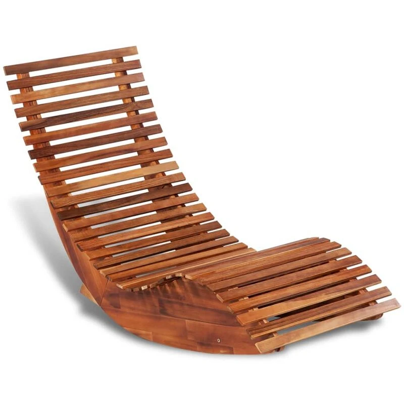 Image of vidaXL Rocking Sun Lounger Acacia Wood Garden Patio Recliner Rocker Chair Seat
