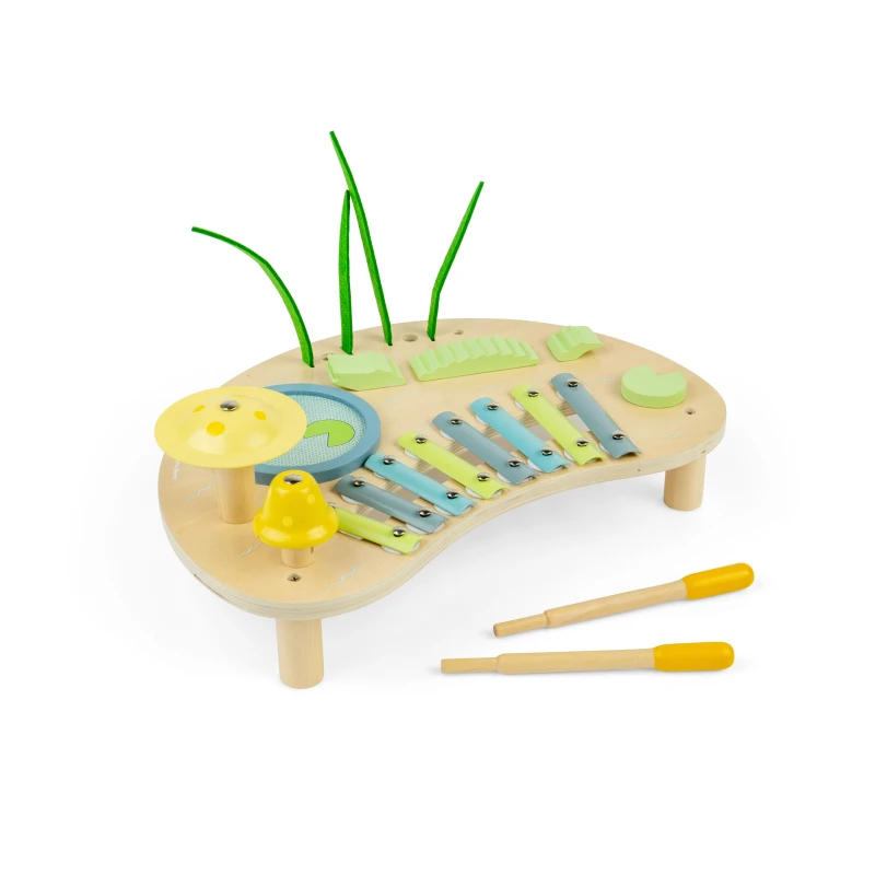 Image of Bigjigs Toys Jungle Music Bench - All In 1 Wooden Musical Set For Toddlers & Kids, Multi 37066
