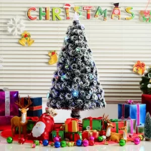 Image of HOMCOM 4ft 120cm Green/White Artificial Christmas Tree W/ Prelit LED