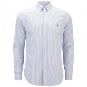 Image of Polo Ralph Lauren Mens Slim Fit Stripe Oxford Shirt - Blue/White - S - Blue