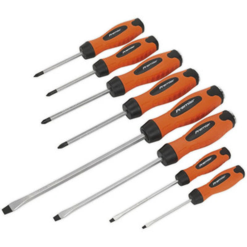 Image of Loops 8 PACK - Hi-Vis Orange Hammer Through Screwdriver Set - Hammer Strike Chisel Cap Orange