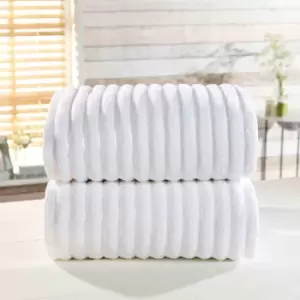 Image of Rapport Home Furnishings 550 gsm Ribbed Towel Bale - 2 Piece - White