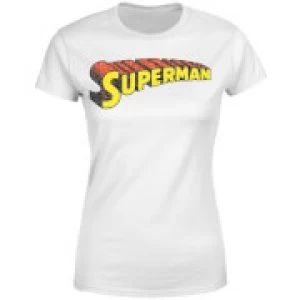 Image of DC Superman Telescopic Crackle Logo Womens T-Shirt - White