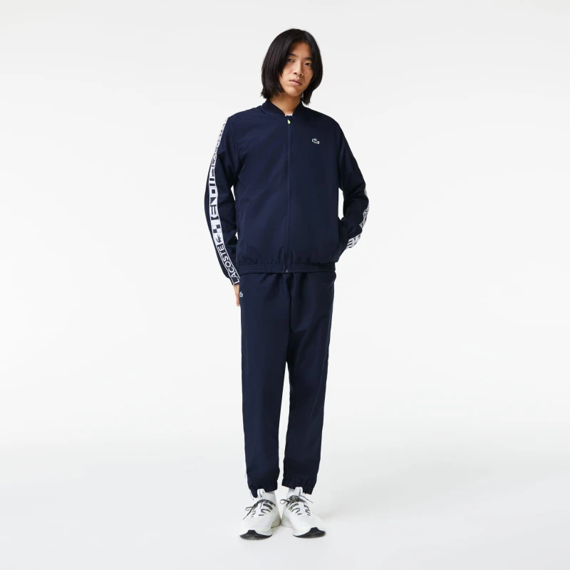Image of Lacoste Logo Stripe Tennis Sweatsuit - Blue Blue XS