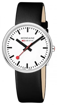 Image of Mondaine Mini Giant Black Leather Strap White Dial MSX. Watch