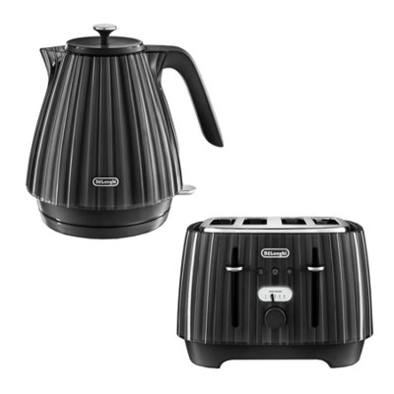 Image of DeLonghi DeLonghi Ballerina 1.7L Kettle & 4 Slice Toaster Set, Black DLPK6