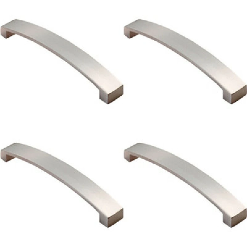 Image of Loops 4x Flat Curved Bow Pull Handle 172 x 25mm 160mm Fixing Centres Satin Nickel Metallics unisex
