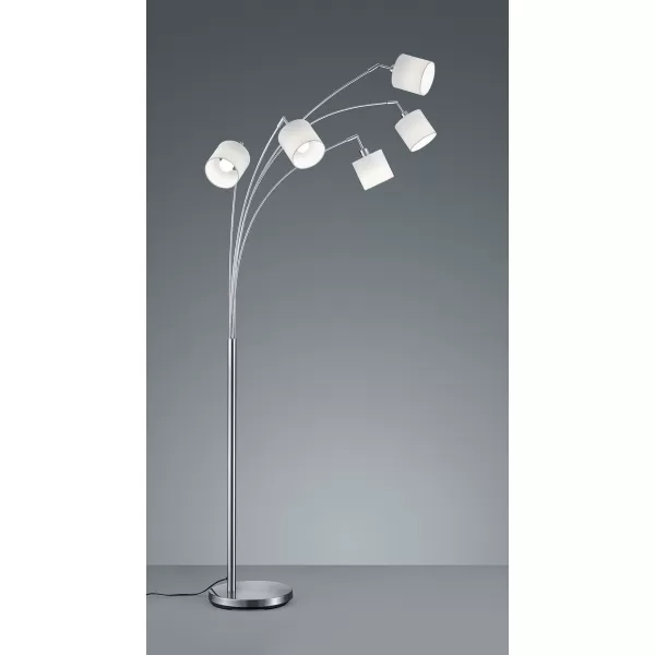 Image of Tommy II Modern 5 Light Multi Arm Floor Lamp Nickel Matt with Footswitch
