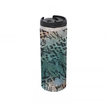 Image of Colourful Animal Print Stainless Steel Thermo Travel Mug - Metallic Finish