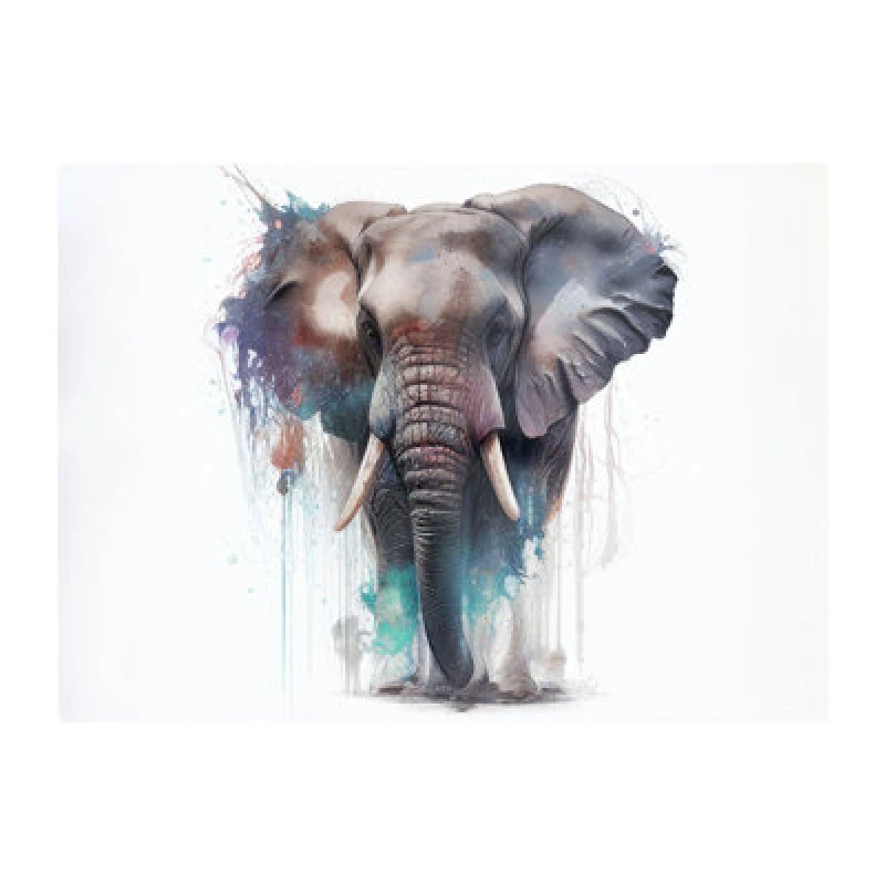 Image of Warren Reed Designer Elephant Splashart Glass Chopping Board