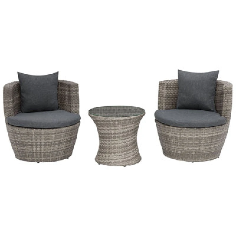 Image of Beliani Bistro Set With Cushions Capri Pe Rattan Grey