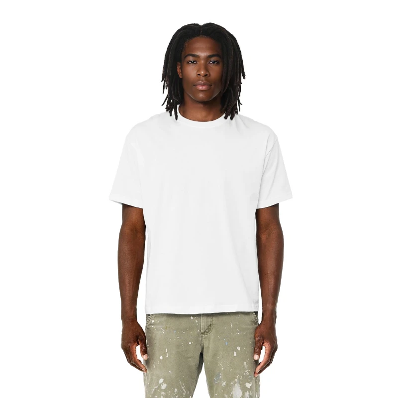 Image of Bella + Canvas Mens Heavy Boxy T-Shirt in White Size: XS White Male XS