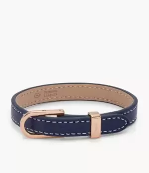 Image of Fossil Women Heritage D-Link Blue Leather Strap Bracelet