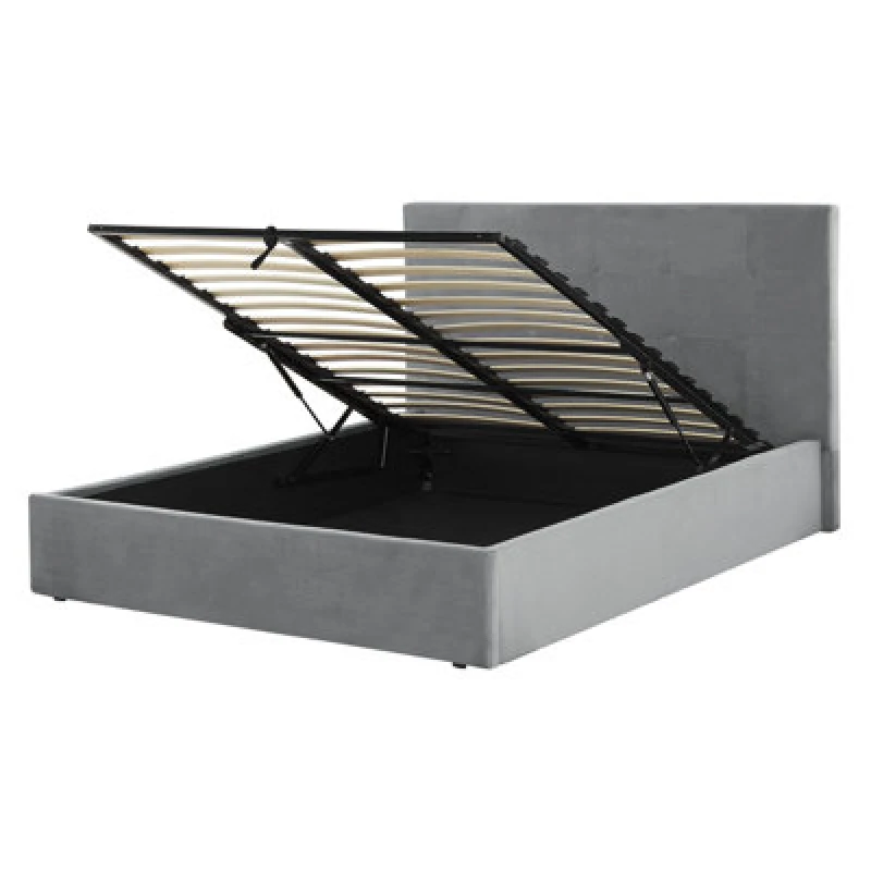 Image of Beliani Ottoman Bed Velvet Lorient 140 X 200 Cm (Eu Double) Light Grey