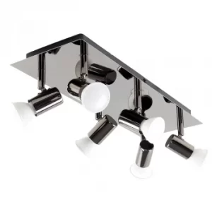 Image of Consul 6-Way Rectangular Plate Spotlight Fitting in Black Chrome