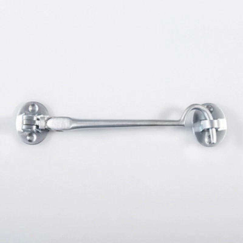 Image of Loops Heavy Duty Cabin Hook & Eye Satin Chrome 152mm Arm Cabinet Hatch Lock Multi