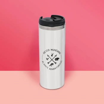 Image of Never Mundane Always Adventurous Stainless Steel Travel Mug - Metallic Finish