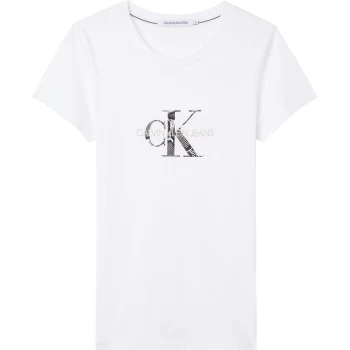 Image of Calvin Klein Jeans Mono Snake T Shirt - Bright WHT YAF