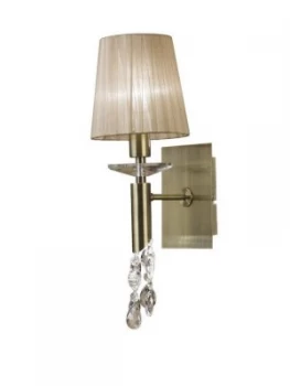 Image of Wall Lamp Switched 1+1 Light E14+G9, Antique Brass with Soft Bronze Shade & Clear Crystal